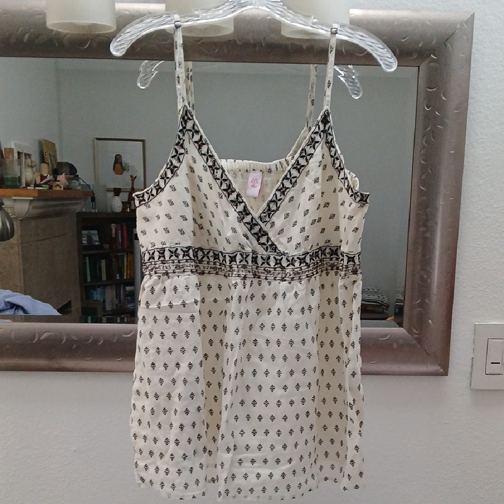 Off-White/Black Embellished Camisole/Tank
